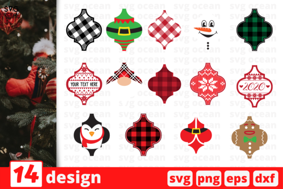 Arabesque Tile Christmas Ornament Bundle for Crafts