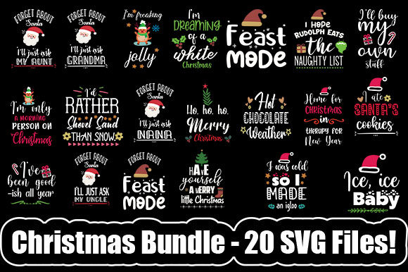 BIG Christmas Bundle - 20 SVG Files for Crafts