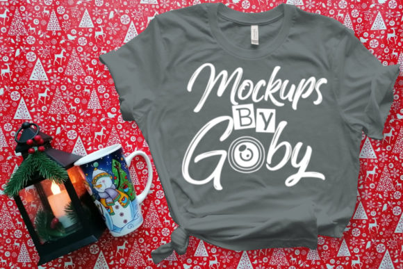 Christmas Background Mockup Grey T-Shirt Design Asset