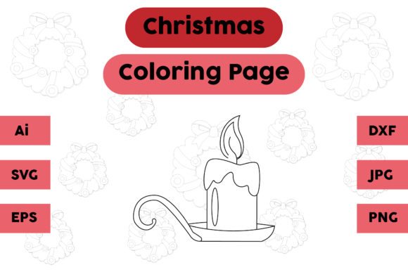 Christmas Coloring Page - Candle 01 for Branding and Marketing