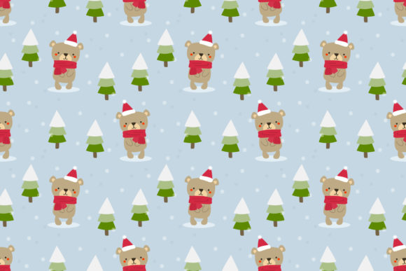 Cute Teddy Bear in Christmas Theme Patterns
