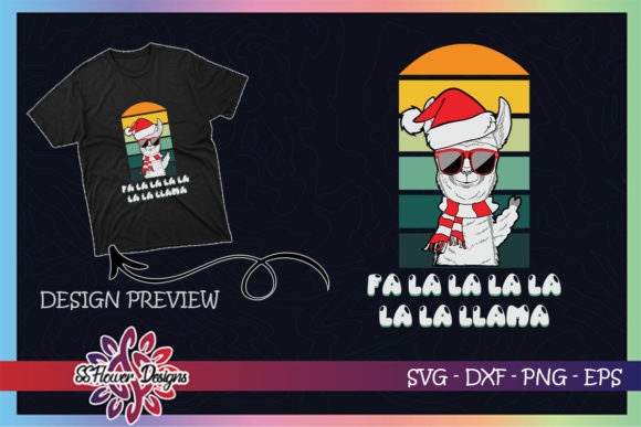 Fa La La Llama Christmas Sunglasses T-Shirt Designs