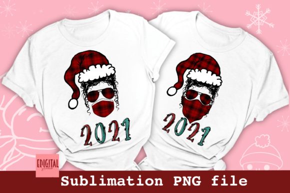 Messy Bun Mask Christmas 2021 PNG Set 4 Print Templates