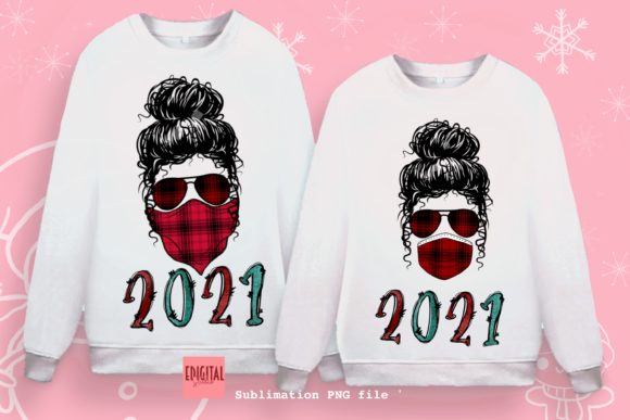 Messy Bun Mask Christmas 2021 PNG Set 5 for Print Templates