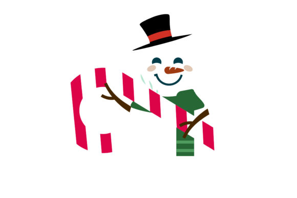 Snowman Christmas Stick Illustration Icons for Crafting