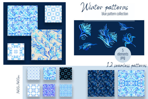 Winter Blue Digital Paper Patterns for Local Business Branding